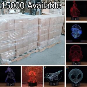 Pallet of 624 3D Led Optical Illusion Night Light Children USB or Battery
