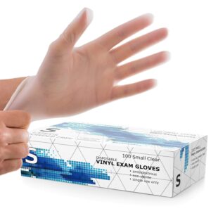 (LOT OF 100 BOXES ) Dre Health Disposable Gloves Clear Vinyl Exam Gloves, 100 Pack, Small