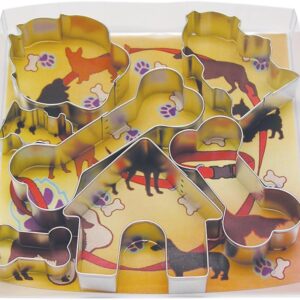 (Lot of 144) R&M International Dog Cookie Cutters, House, 2 Fire Hydrants, Paw, 3 Bones, 7-Piece Set