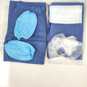 (PALLET OF 540) 6 piece Medline Gown Kit mask boots hair net pants shirt