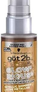 got2b GLOW'RIOUS Metallic Shimmer Hair & Body Glitter Dual Spray – Gold, 1.69 oz (case deal=54 pcs)