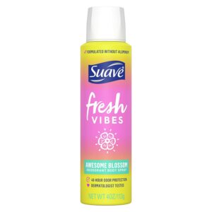 Suave Fresh Vibes Awesome Blossom Aluminum-Free Deodorant Body Spray – 4 oz