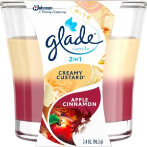 Glade 2-in-1 Candle Jar Air Freshener – Sheer Vanilla Embrace & Apple Cinnamon, 3.4 oz (sold by dozen)