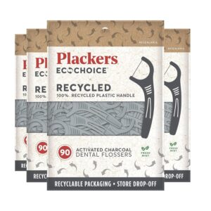 Plackers EcoChoice Activated Charcoal Dental Flossers – 90 Count (case deal=72packs)