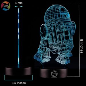 3D Optical Illusion Night Light – Star Wars R2D2 7-Color LED Lamp case deal=52